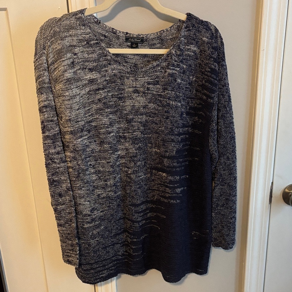 Lucky Brand Navy and Gray Crew Neck Sweater